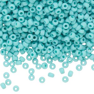 Seed bead, Miyuki, glass, pkg/50g, #8 rocaille, opaque matte sea opal, (RR-412L/F).