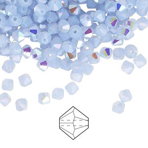 Bead 720pk light sapphire opal AB, Preciosa Czech crystal 4mm bicone