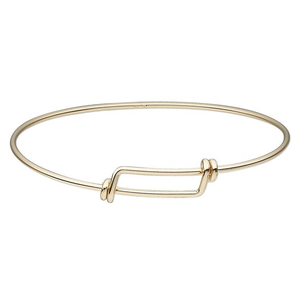 Bracelet, bangle, 14Kt gold-filled, 1.5mm wide, adjustable from 7 to 7-1/2 inches. Sold individually. image number 0