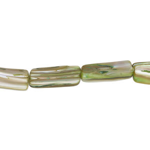 Mother-of-pearl shell 1pkg1, stick bead 15 inch green apple 13x5mm-16x9mm