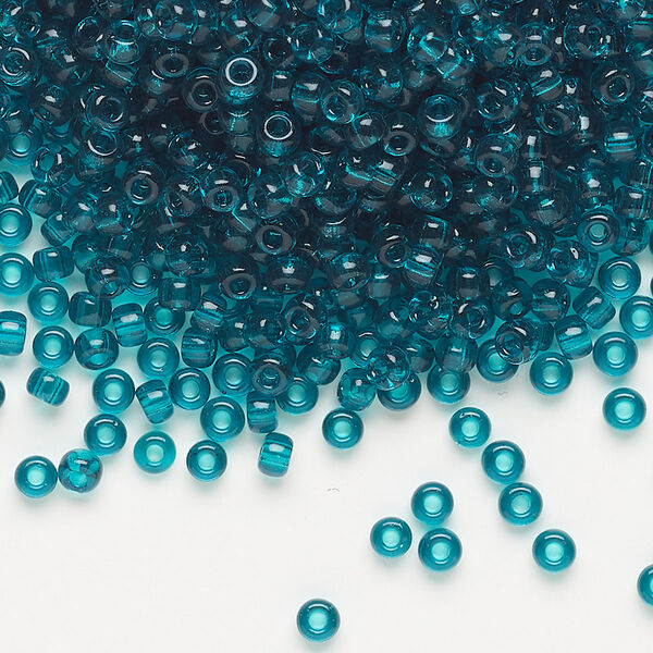 Seed bead, Miyuki, glass, pkg/50g, #8 rocaille, transparent teal (RR-2405). image number 0