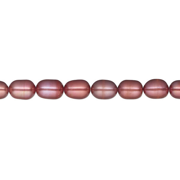 Pearl, cultured freshwater (dyed), wine, 5-6mm rice, D+ grade, Mohs hardness 2-1/2 to 4. Sold per 16-inch strand. image number 0