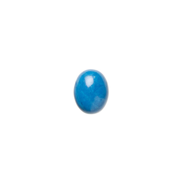 Cabochon, howlite (dyed), turquoise blue, 9x7mm calibrated oval, B grade, Mohs hardness 3 to 3-1/2. Sold per pkg of 10. image number 0