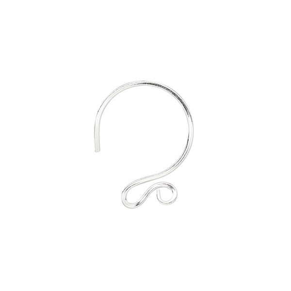 Ear wire, sterling silver, 19mm flat wire French hook with open loop, 20 gauge. Sold per pair. image number 0