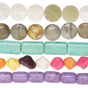 Multi-gemstone / glass 1pkg5, mixed shape bead 8 inch mix 8x4mm-26x15mm