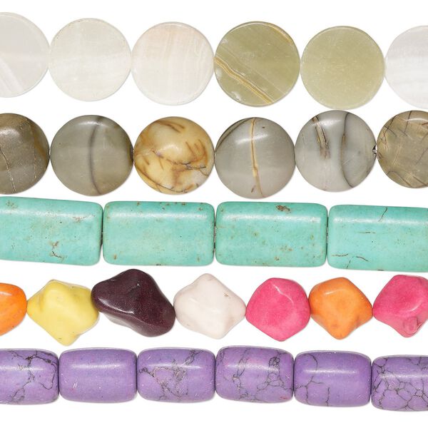 Multi-gemstone / glass 1pkg5, mixed shape bead 8 inch mix 8x4mm-26x15mm image number 0