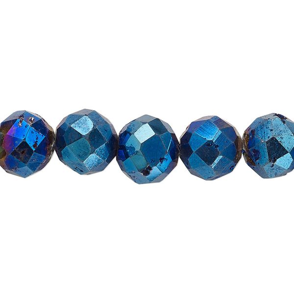 Druzy agate 1pkg1, electroplated faceted round bead 8 inch 10mm image number 0