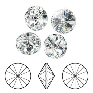 Chaton 144pk crystal clear foil back, Swarovski® 12mm rivoli 1122