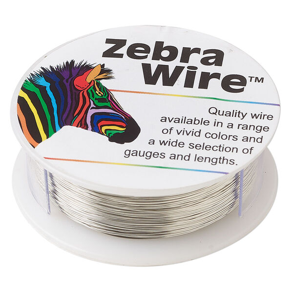 Wire, Zebra Wire™, tinned copper, silver color, round, 28 gauge. Sold per 1/4-pound spool, approximately 164 yards. image number 0