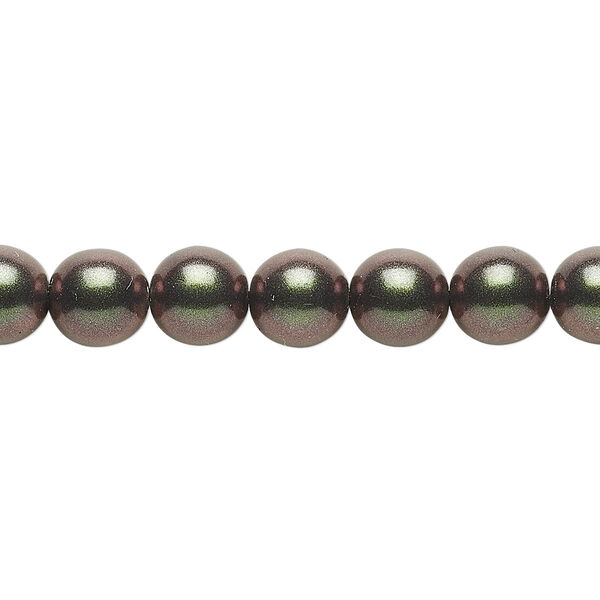 Bead, Czech glass druk, metallic green, 8mm round. Sold per 15-1/2" to 16" strand, approximately 50 beads. image number 0