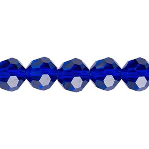 Bead 1pk 32 facets translucent cobalt blue, Celestial Crystal® 10mm round 15.5-16 inch