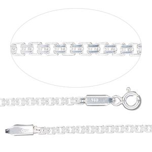 Chain 1pkg1 sterling silver Venetian box, 2.4mm double / mixed clasp, 24 inch