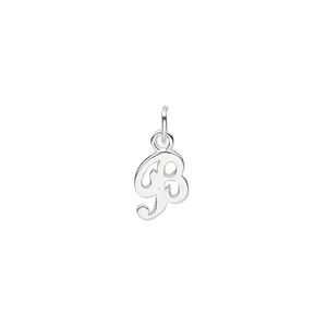 Charm, sterling silver, 9x7mm Champagne cursive alphabet letter "B." Sold individually.