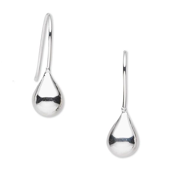 Earring, sterling silver, 24x7mm with 11x7mm smooth teardrop. Sold per pair. image number 0
