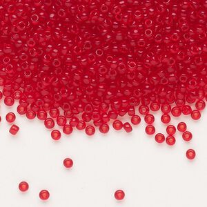 Seed bead, Dyna-Mites™, glass, pkg/1/2kg, #11 round, transparent red, (7 11/0 RR).