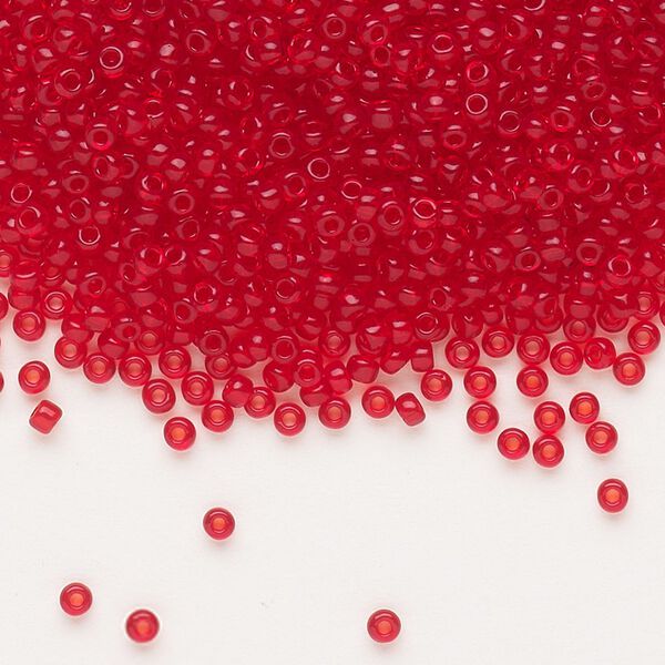 Seed bead, Dyna-Mites™, glass, pkg/1/2kg, #11 round, transparent red, (7 11/0 RR). image number 0