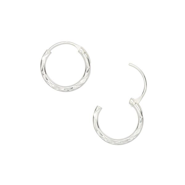 Earring hoop 1pkg2 sterling silver, 12mm diamond-cut / endless loop, 1 pair image number 0