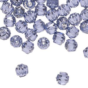 Czech pressed glass 1pkg60, cathedral bead dipped décor translucent metallic lilac 6mm