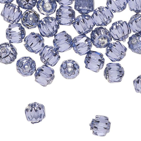 Czech pressed glass 1pkg60, cathedral bead dipped décor translucent metallic lilac 6mm image number 0