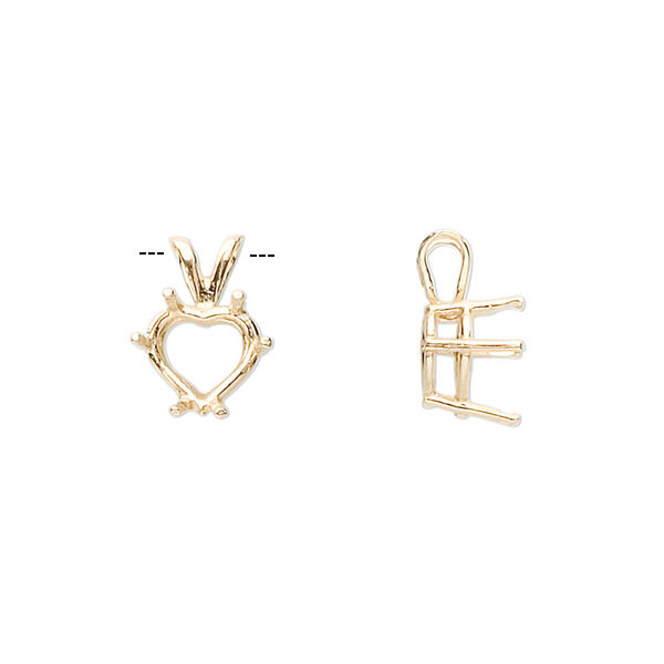 Pendant, Sure-Set™, 14Kt gold, 8mm with pre-notched 6-prong heart basket setting. Sold individually. image number 0