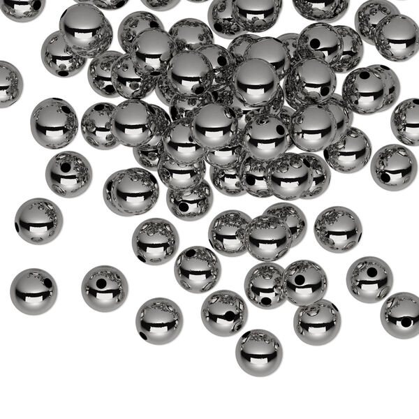 Bead, gunmetal-plated brass, 5mm round. Sold per pkg of 100. image number 0
