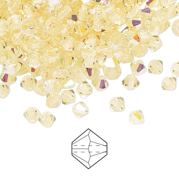 Bead 720pk jonquil AB, Preciosa Czech crystal 4mm bicone image number 0