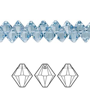 Drop 12pk aquamarine, Crystal Passions® 6mm pendant bicone 6328