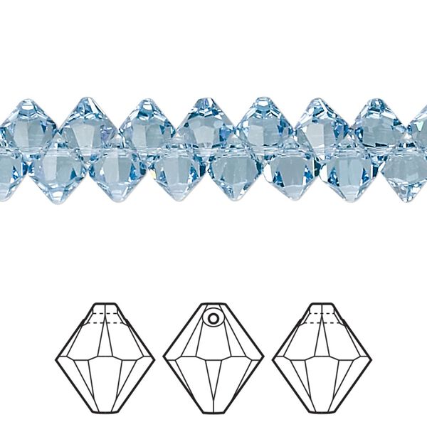 Drop 12pk aquamarine, Crystal Passions® 6mm pendant bicone 6328 image number 0