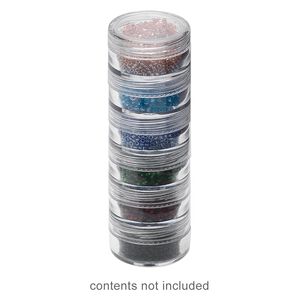 Organizer jar, Space Saver, plastic, clear, 1-1/4 x 1/2 inches. Sold per pkg of (2) 6-piece sets.