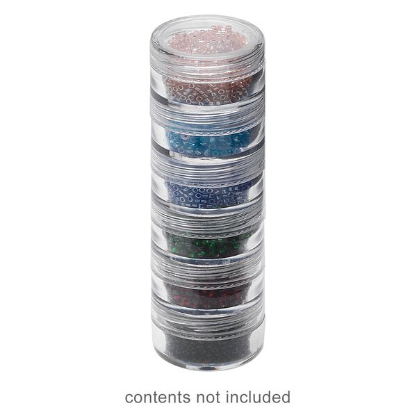 Organizer jar, Space Saver, plastic, clear, 1-1/4 x 1/2 inches. Sold per pkg of (2) 6-piece sets. image number 0