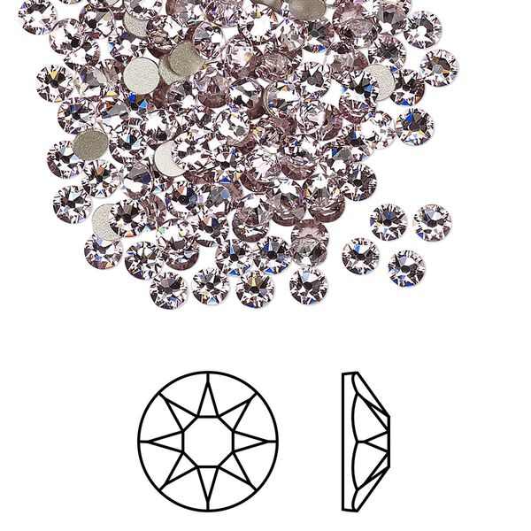 Flat back 1440pk light amethyst foil back, Swarovski® 3-3.2mm rose round SS12 2088 image number 0