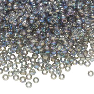 Seed bead, TOHO BEADS®, glass, pkg/50g, #8 round, translucent rainbow black diamond (TR-08-176).