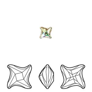 Fancy stone 2pk crystal luminous green foil back, Crystal Passions® 6mm twister 4485