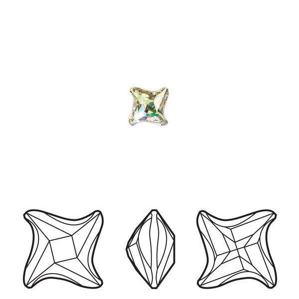 Fancy stone 2pk crystal luminous green foil back, Crystal Passions® 6mm twister 4485 image number 0