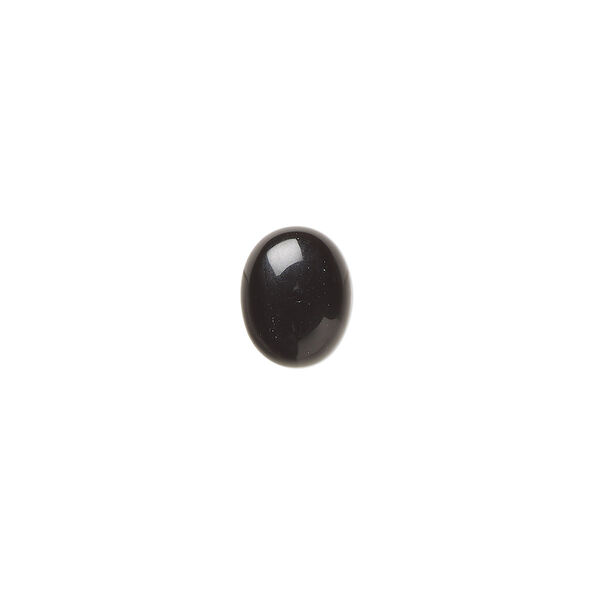 Cabochon, black onyx (dyed), 9x7mm calibrated oval, B grade, Mohs hardness 6-1/2 to 7. Sold per pkg of 10. image number 0