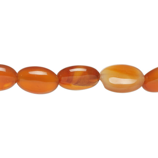 Red agate 1pkg1, puffed oval bead, 15 inch 11x8mm-12x9mm image number 0