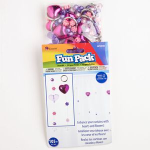 Acrylic / ABS 1pkg105, faceted round / heart / flower bead kit assortment pink / purple / CCB silver-finished