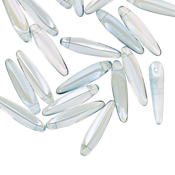 Bead, Preciosa Thorn™, Czech pressed glass, clear smoky blue, 16x4mm top-drilled thorn. Sold per pkg of 20. image number 0