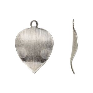 Drop, antique silver-plated steel, 23x18mm wavy leaf. Sold per pkg of 10.