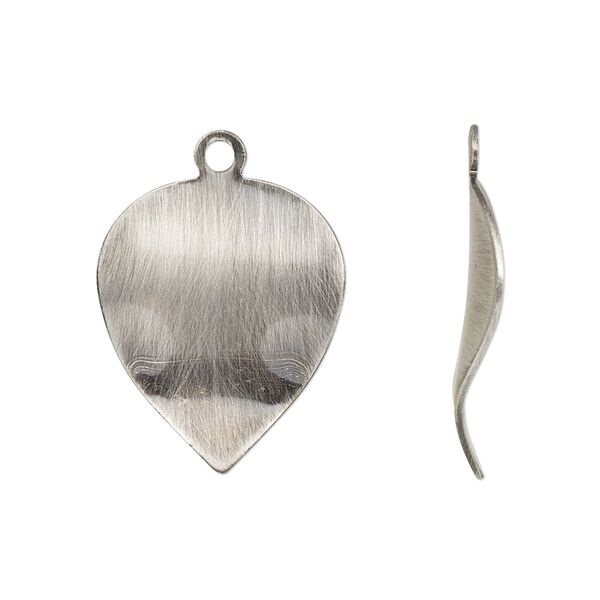 Drop, antique silver-plated steel, 23x18mm wavy leaf. Sold per pkg of 10. image number 0