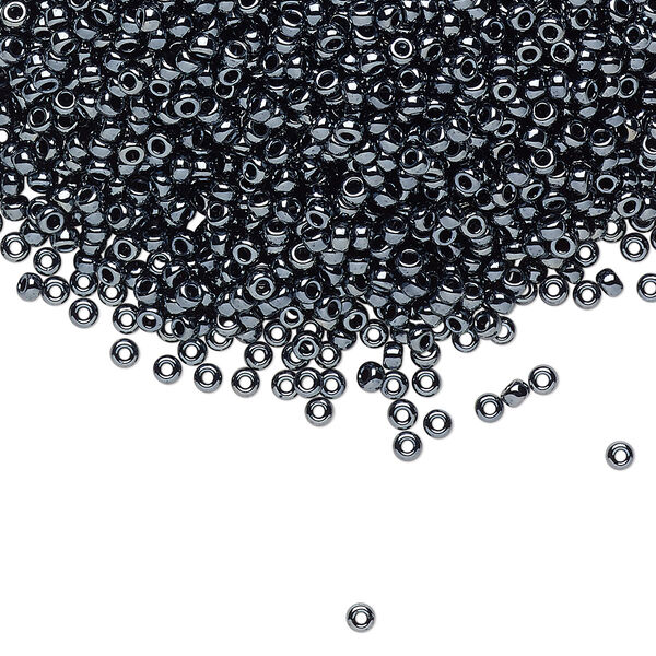 Seed bead, Miyuki, glass, pkg/250g, #11 rocaille, opaque metallic gunmetal, (RR-451). image number 0