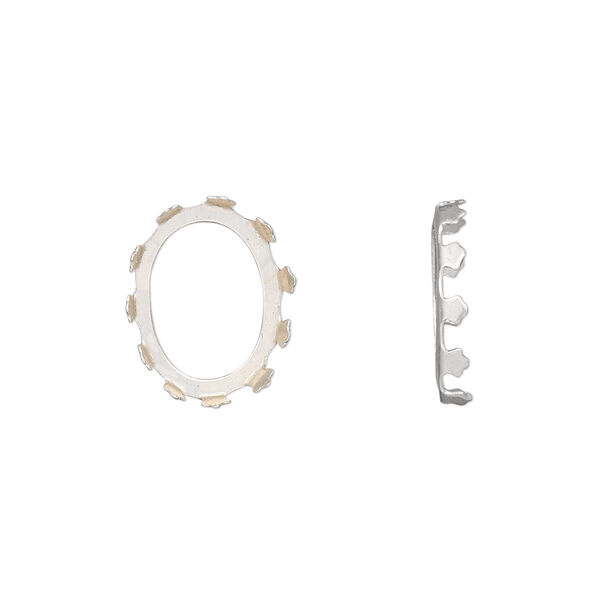 Component, sterling silver, 15x11mm oval with 14x10mm oval setting and open back. Sold individually. image number 0