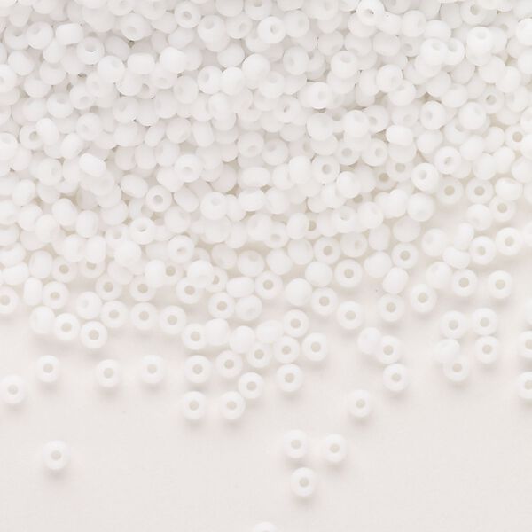 Seed bead, Preciosa Ornela, Czech glass, pkg/500g, opaque matte chalkwhite, #10 rocaille. image number 0