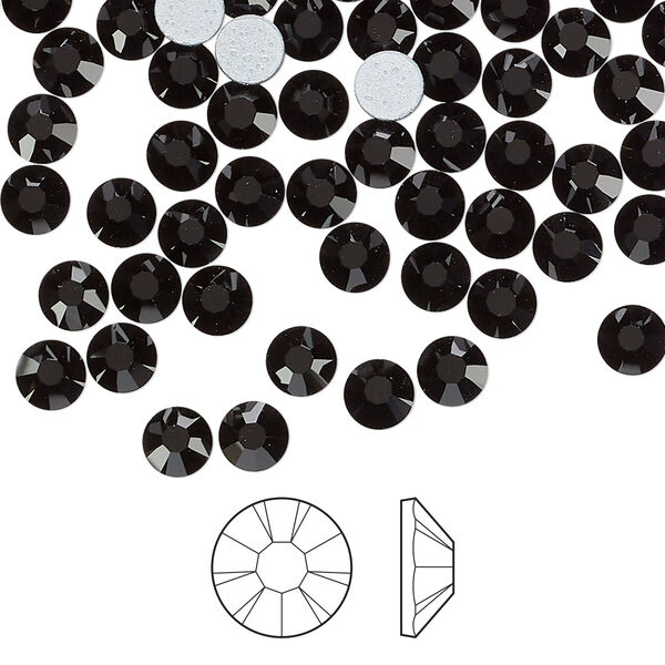 Flat back 1440pk jet foil back, Preciosa MAXIMA Czech crystal hotfix rhinestone 4.6-4.8mm chaton rose round SS20 image number 0
