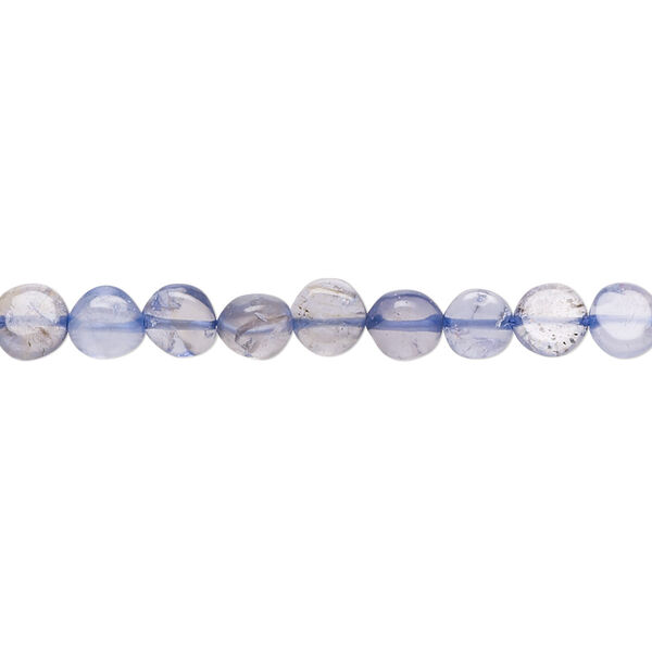 Bead, iolite (dyed), 6-8mm hand-cut flat round, C grade, Mohs hardness 7 to 7-1/2. Sold per 15-1/2" to 16" strand. image number 0