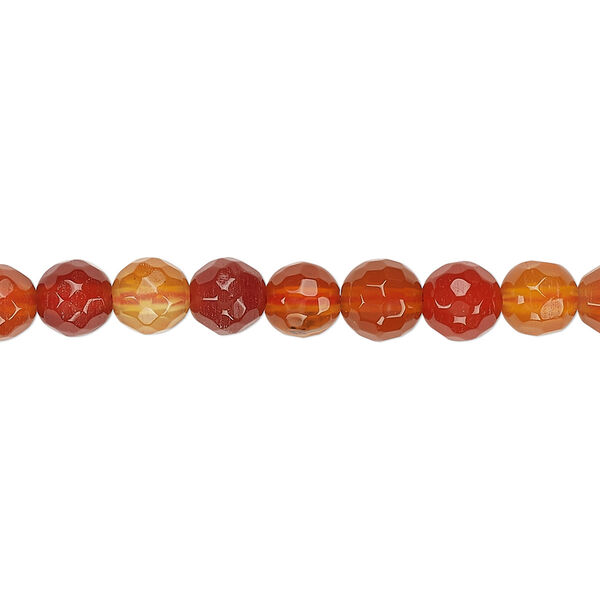 Bead, red agate (dyed / heated), dark, 6-7mm faceted round, B grade, Mohs hardness 6-1/2 to 7. Sold per 15" to 16" strand. image number 0