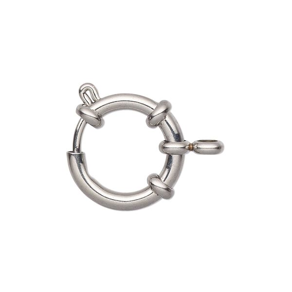 Clasp, springring, stainless steel, 18mm with nautical design. Sold individually. image number 0