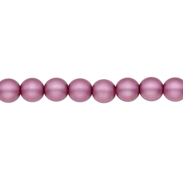 Bead, Czech pearl-coated glass druk, opaque matte lilac, 6mm round. Sold per 15-1/2" to 16" strand. image number 0