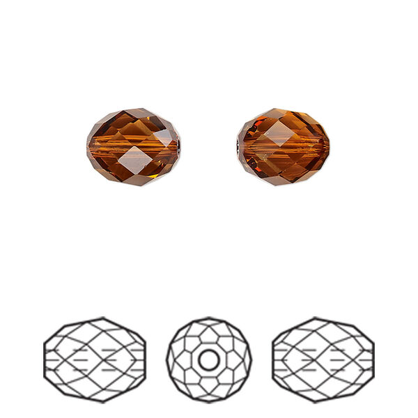 Bead 2pk light amber, Crystal Passions® 9.5x8mm olive briolette 5044 image number 0