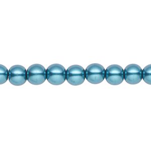 Pearl 2pk teal, Celestial Crystal® 6mm round 15.5-16 inch